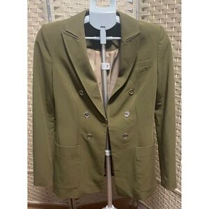 Tommy‎ Hilfiger Womens Olive Green Double Breasted Blazer Jacket Size 2